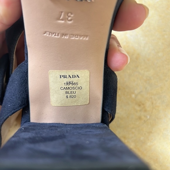 Blue Suede Prada Platform Heels - Picture 8 of 8